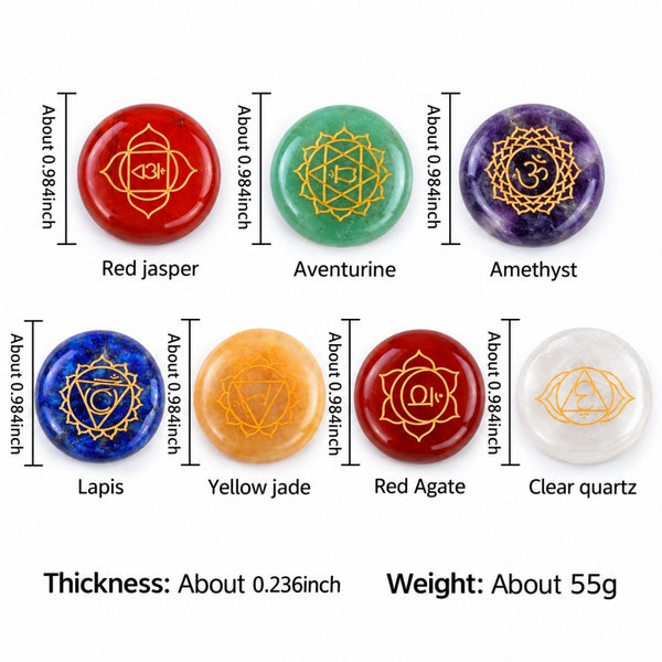 Chakra edelstenen set met 7 natuurlijke edelstenen