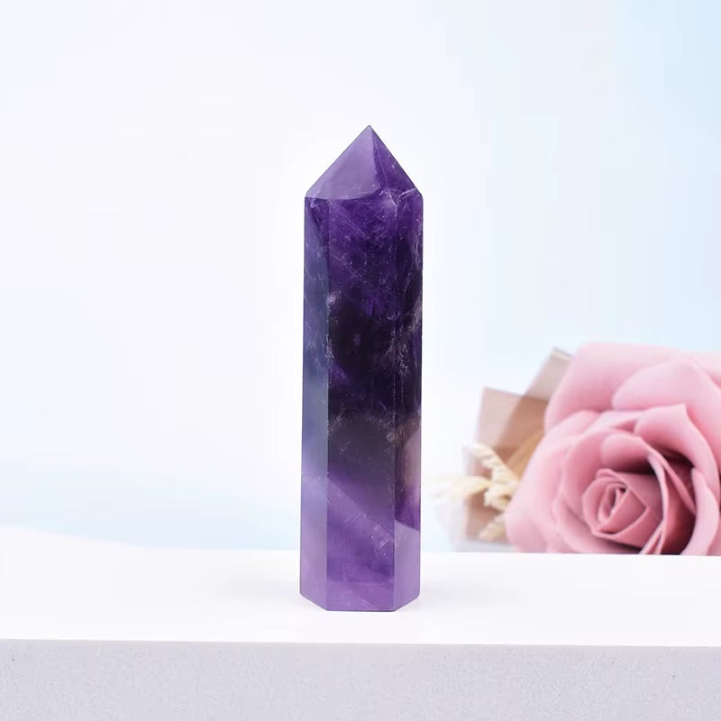Spirituele amethist edelsteen punt van 6 cm voor energieherstel en ontspanning