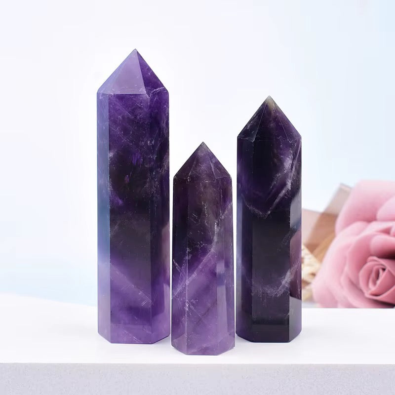 Natuurlijke paarse amethist kristalpunt van 6 cm voor decoratie en energetische balans