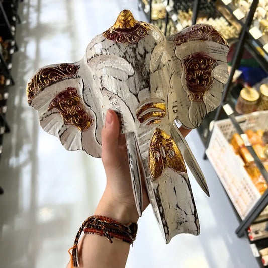 Spirituele olifantenkop hout uit Bali 25 cm