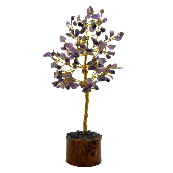 Edelsteenboom amethist 18 cm hoog met paarse kristallen voor interieurdecoratie