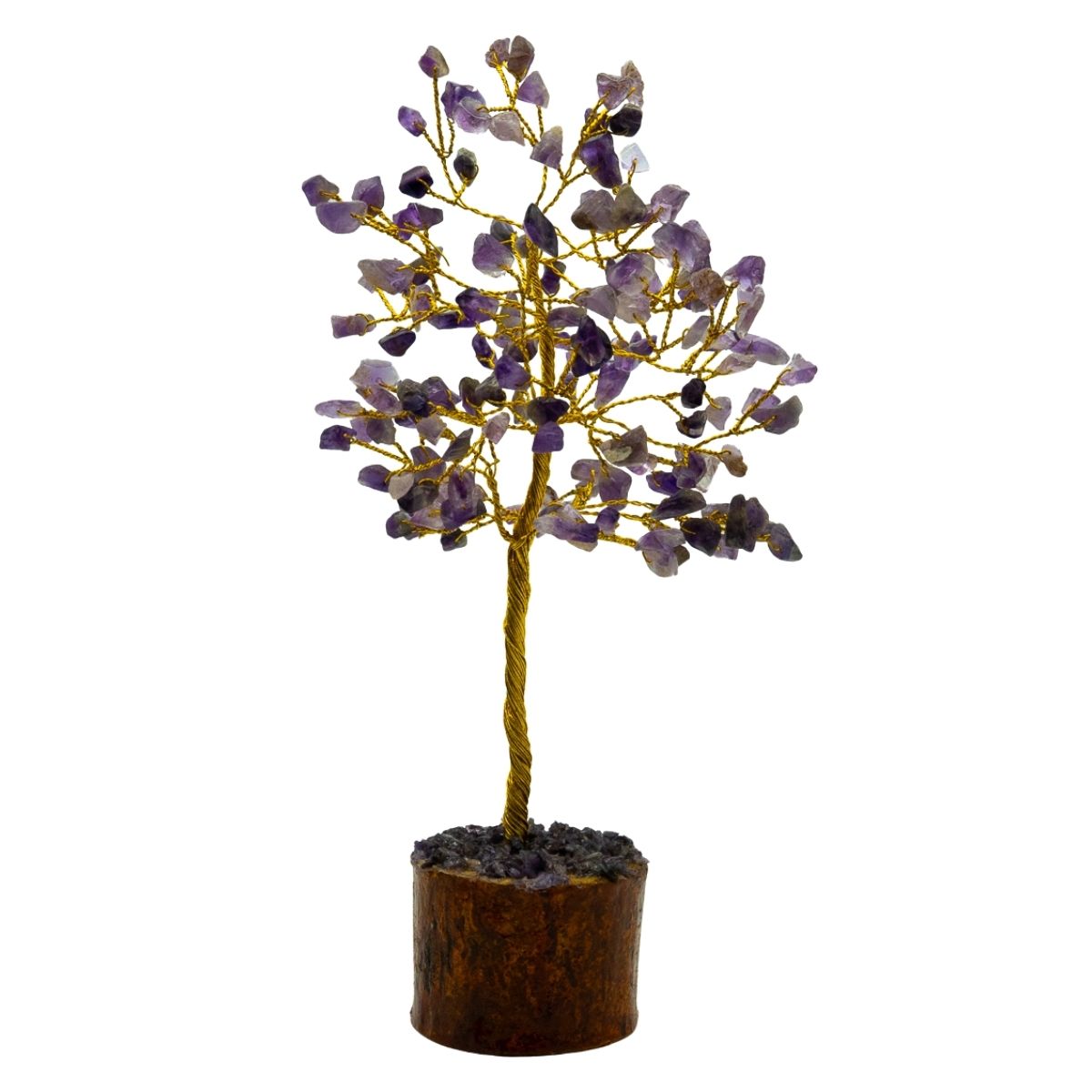 Edelsteenboom van amethist met paarse kristallen, decoratieve boom van 18 cm hoog