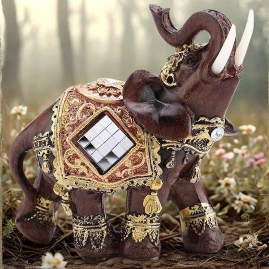 Olifant met gouden details voor feng shui woondecoratie