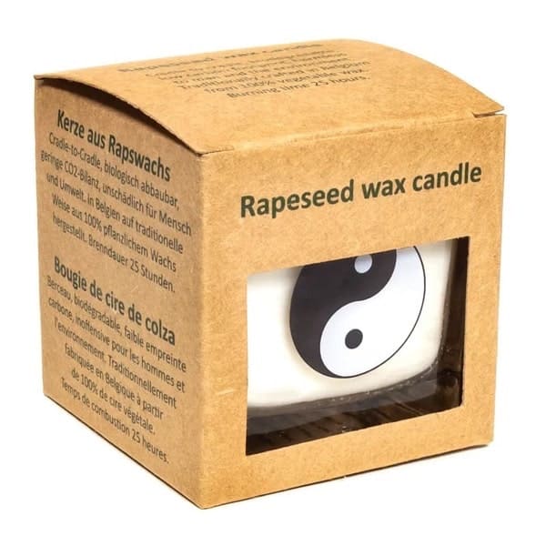 Yin Yang geurkaars van koolzaadwas in gerecycled glas
