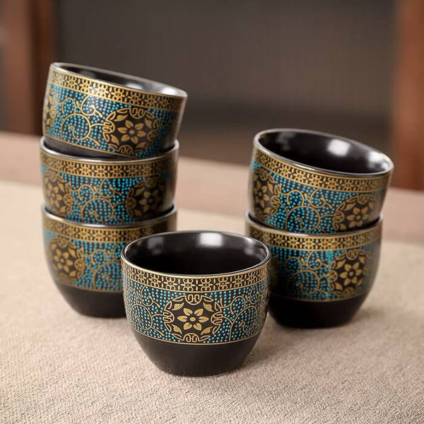Stijlvolle Kungfu theeset met blauwe en gouden accenten