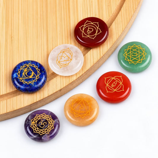 Set van 7 chakra stenen in verschillende kleuren