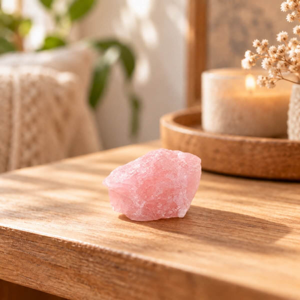 Ruwe rozenkwarts steen van circa 3 tot 5 cm
