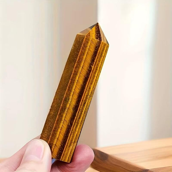 Natuurlijke tijgeroog kristal punt 6–7 cm voor bescherming en zelfvertrouwen