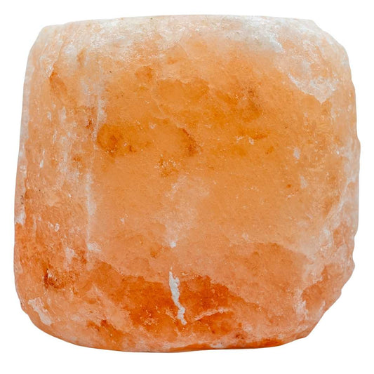 Himalaya zout theelichthouder met warm roze gloed